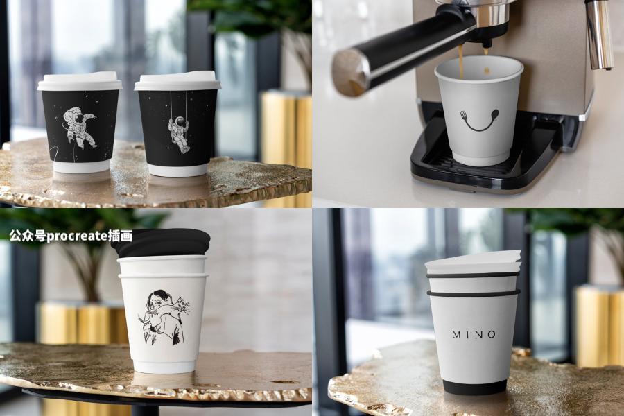 图片[4]-不同场景的咖啡热饮纸杯外观设计展示psd贴图样机【0863】-procreatechahua