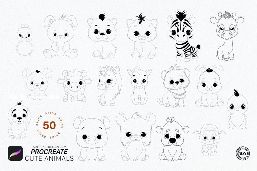 图片[4]-可爱小动物的Procreate线条图形笔刷【0867】-procreatechahua