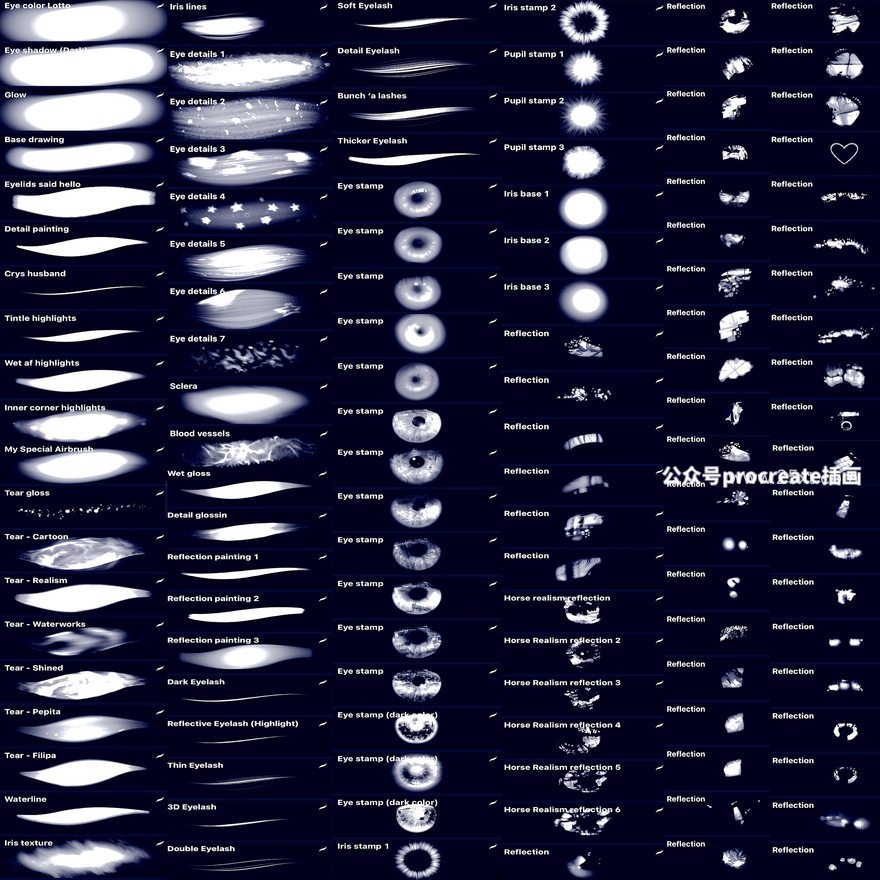 图片[5]-120个眼睛内外细节的Procreate笔刷【0872】-procreatechahua