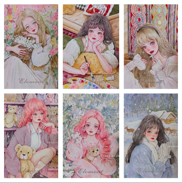 图片[1]-爱画画的婷婷少女水彩插画课上色班【0875】-procreatechahua