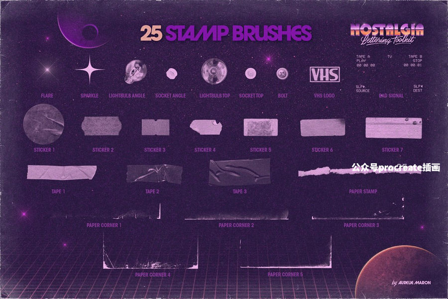 图片[4]-复古怀旧风格的艺术字创作Procreate笔刷【0876】-procreatechahua