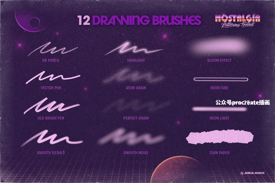 图片[5]-复古怀旧风格的艺术字创作Procreate笔刷【0876】-procreatechahua