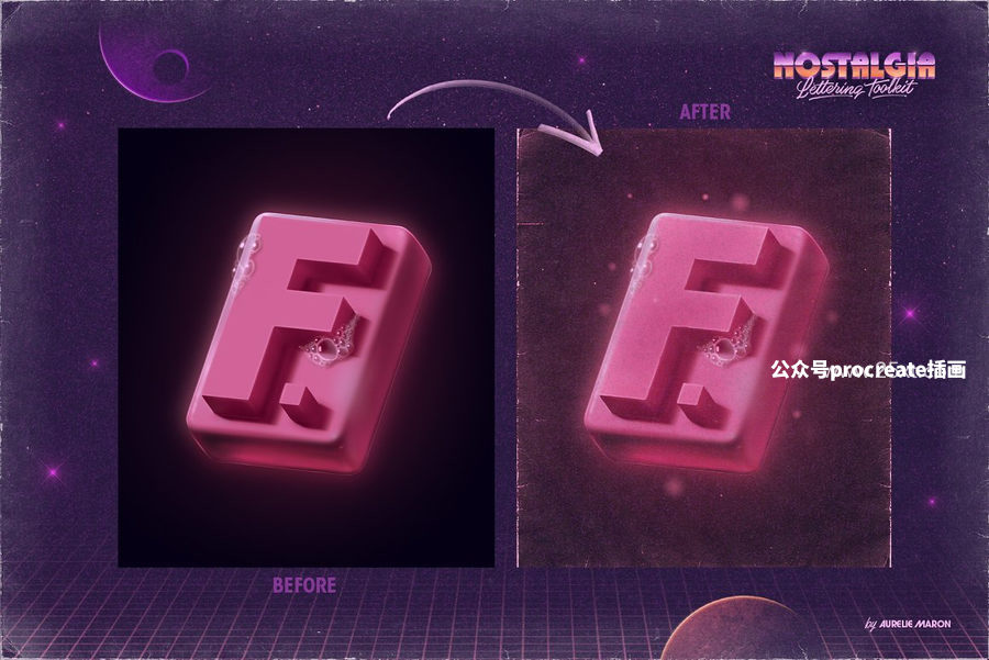 图片[3]-复古怀旧风格的艺术字创作Procreate笔刷【0876】-procreatechahua