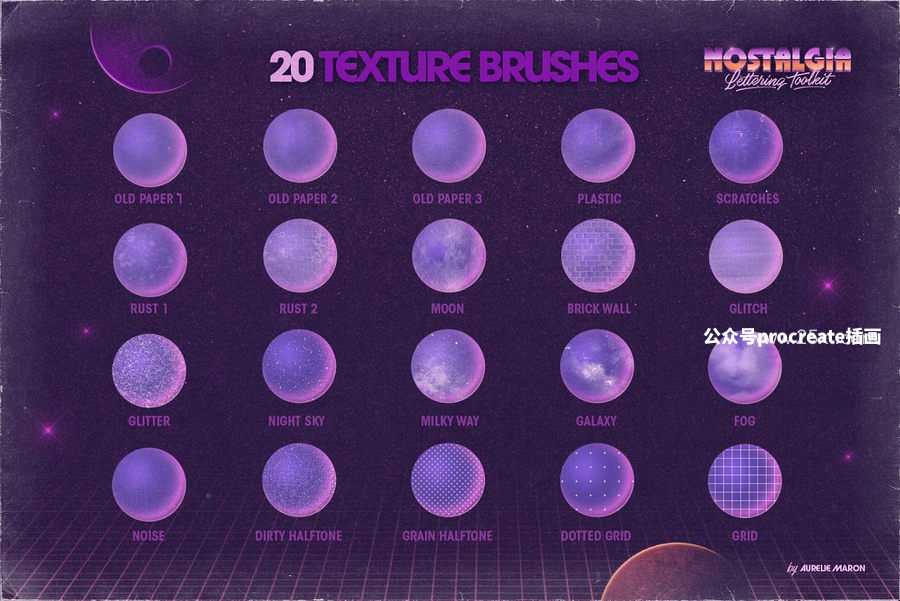 图片[7]-复古怀旧风格的艺术字创作Procreate笔刷【0876】-procreatechahua