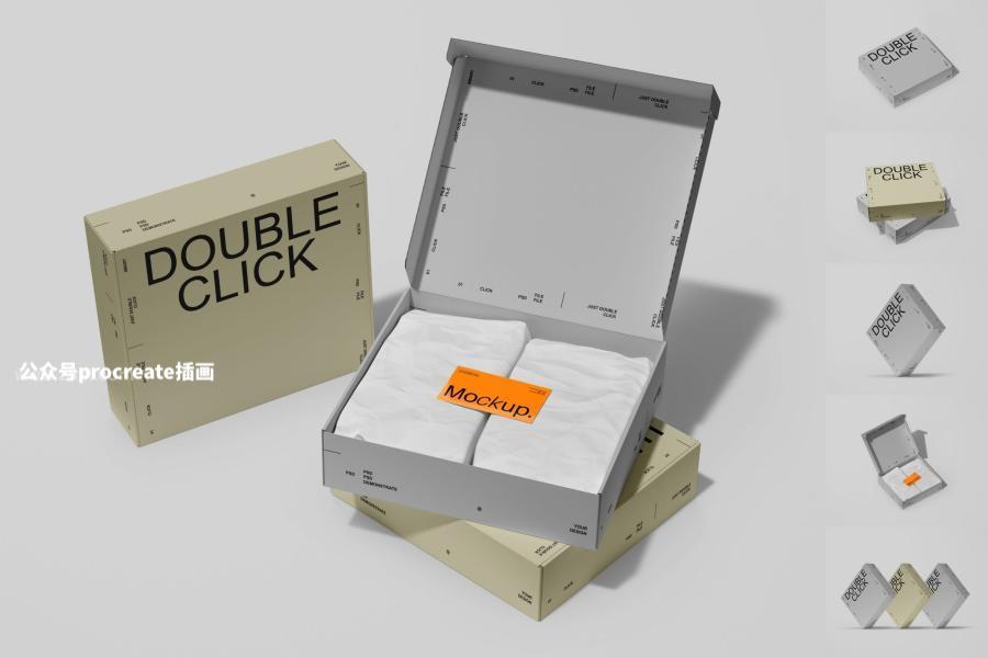 图片[1]-方形礼品包装纸盒设计展示psd贴图样机模板【0894】-procreatechahua
