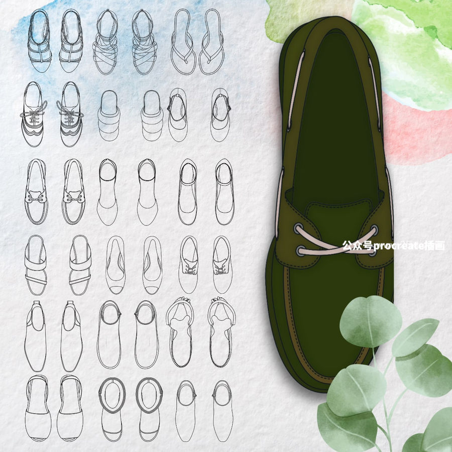图片[3]-服装设计师专用的线条鞋子图案Procreate笔刷【0897】-procreatechahua