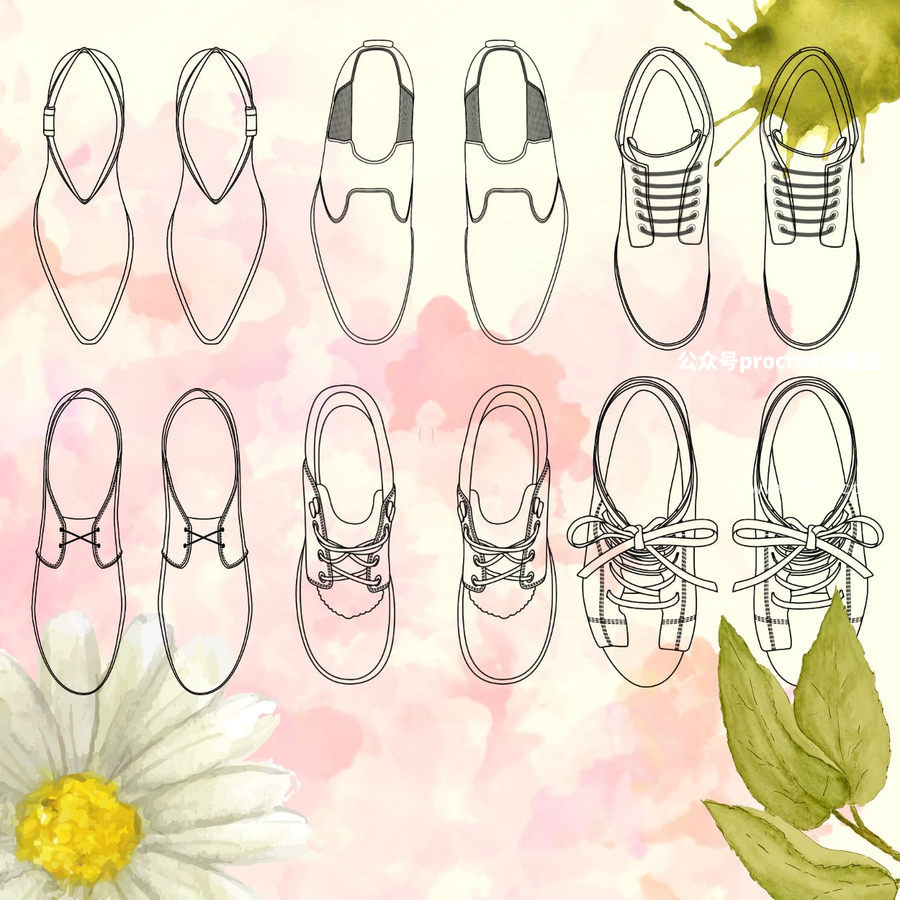 图片[4]-服装设计师专用的线条鞋子图案Procreate笔刷【0897】-procreatechahua