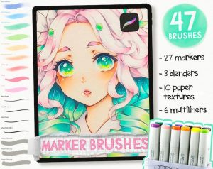 水彩马克笔人像Procreate笔刷【0892】-procreatechahua