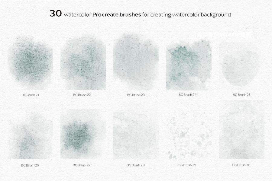 图片[2]-30支独特水彩画笔的Procreate纹理笔刷【0909】-procreatechahua