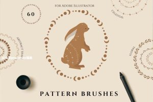 花卉抽象天体边框图案的AI笔刷【0912】-procreatechahua