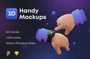 80多个可爱的3d手拿电子设备的样机模型素材【0906】-procreatechahua