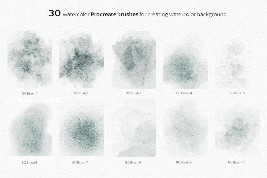 图片[7]-30支独特水彩画笔的Procreate纹理笔刷【0909】-procreatechahua