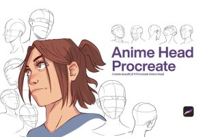 10个动漫人物头型线稿图案Procreate笔刷【0934】-procreatechahua