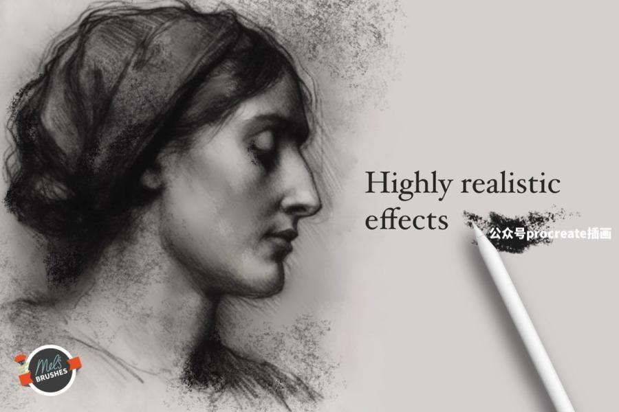 图片[1]-木炭铅笔素描绘画画笔Procreate笔刷【0918】-procreatechahua