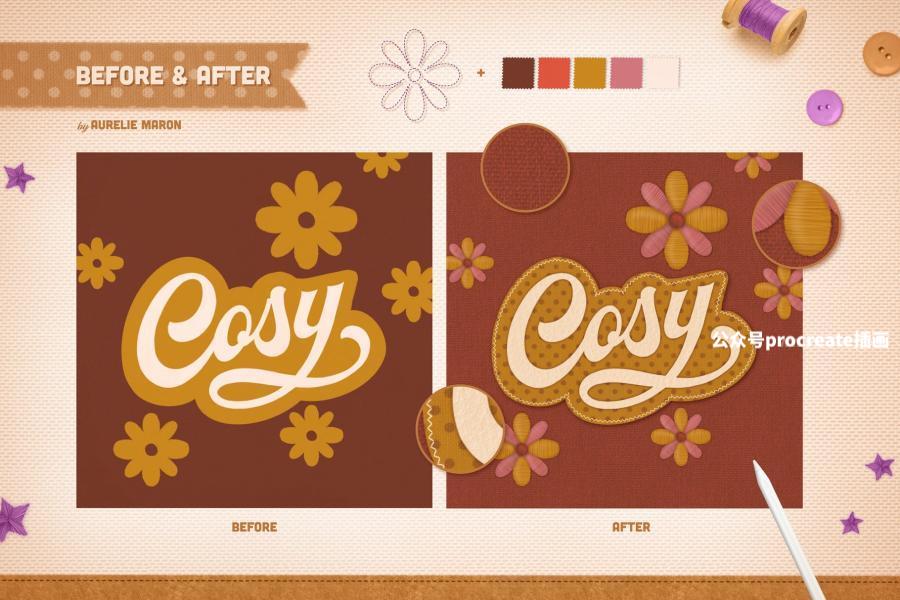 图片[3]-纺织刺绣纹理效果的Procreate艺术字笔刷【0921】-procreatechahua