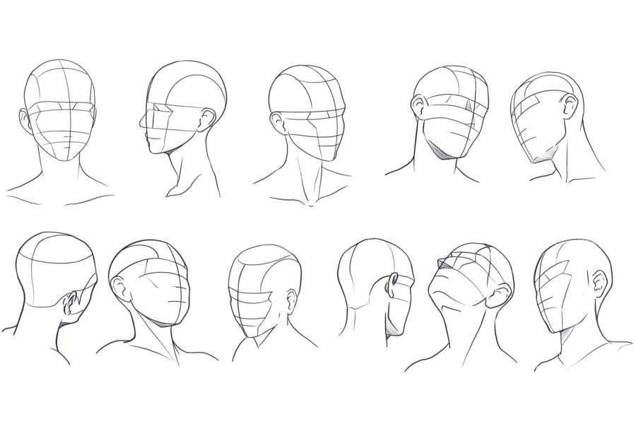 图片[2]-10个动漫人物头型线稿图案Procreate笔刷【0934】-procreatechahua
