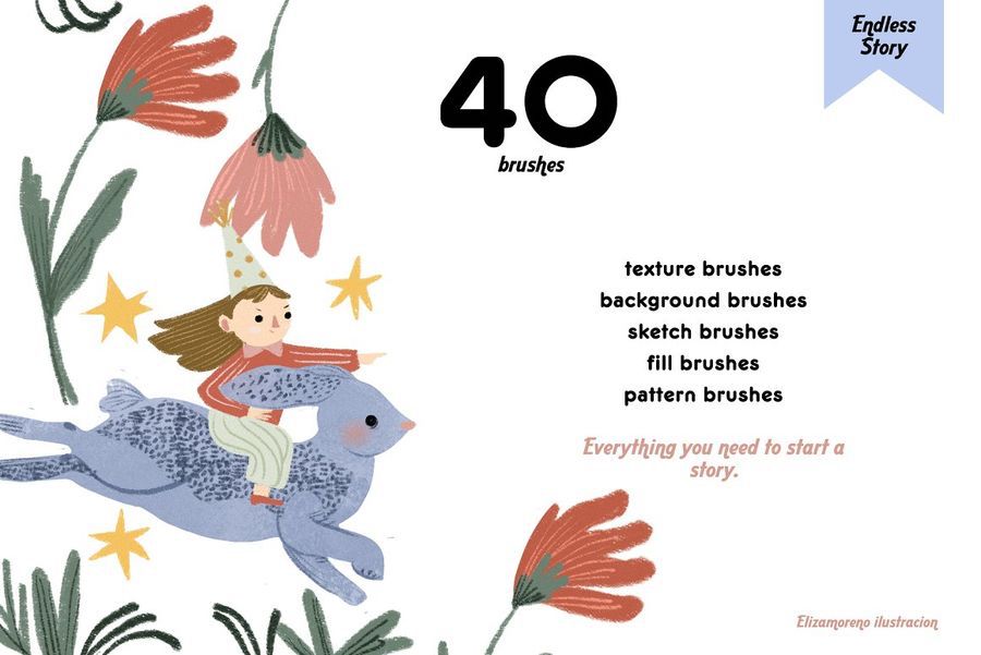 图片[1]-40+款可爱卡通纹理效果的Procreate笔刷【0937】-procreatechahua