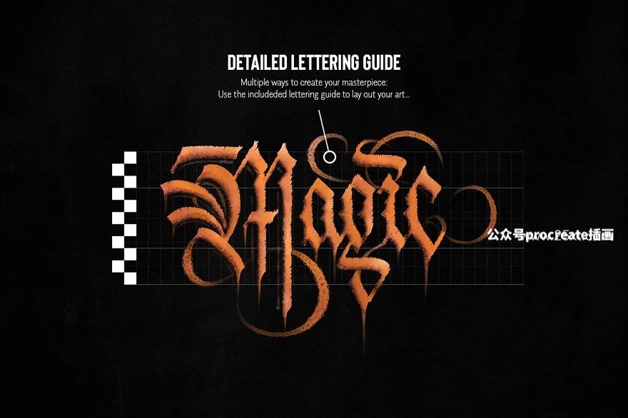 图片[16]-哥特风格文字图形创作的Procreate艺术字笔刷【0939】-procreatechahua
