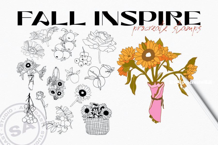 图片[4]-30款秋季主题的Procreate线条图案笔刷【0944】-procreatechahua