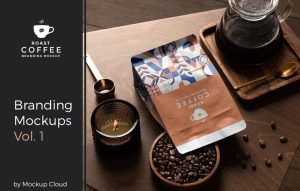 真实质感高级的咖啡品牌设计展示PSD样机【0951】-procreatechahua