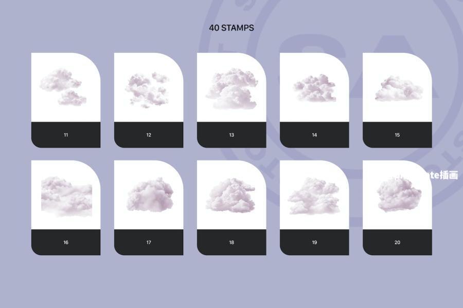 图片[2]-独特逼真云朵图案的Procreate笔刷【0956】-procreatechahua