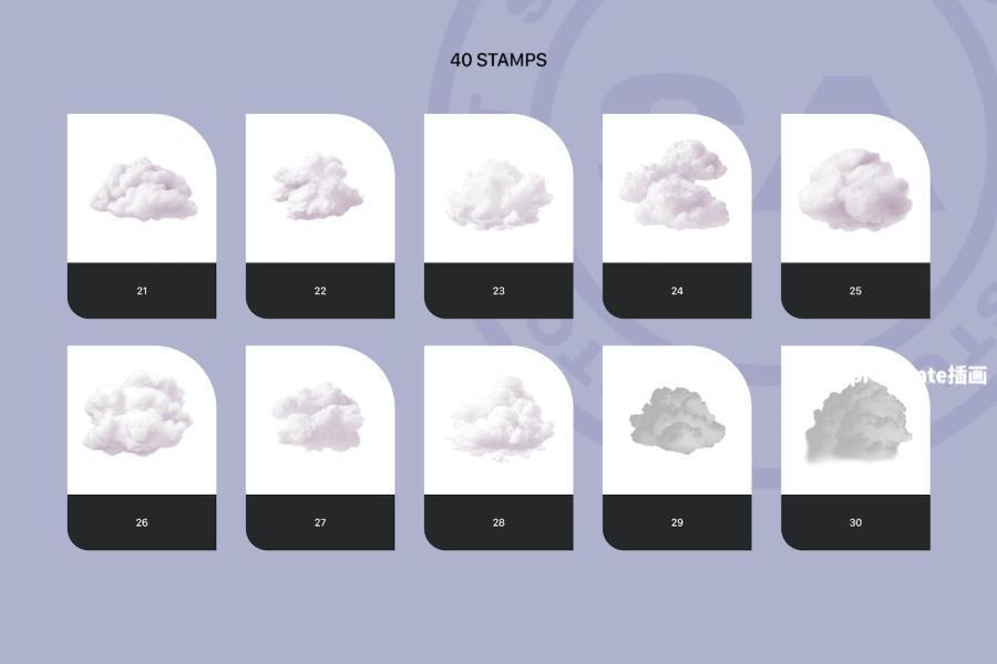 图片[4]-独特逼真云朵图案的Procreate笔刷【0956】-procreatechahua