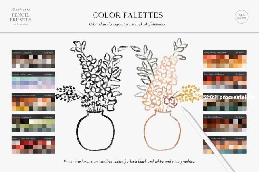 图片[2]-27款铅笔素描艺术手绘效果的Procreate笔刷【0946】-procreatechahua