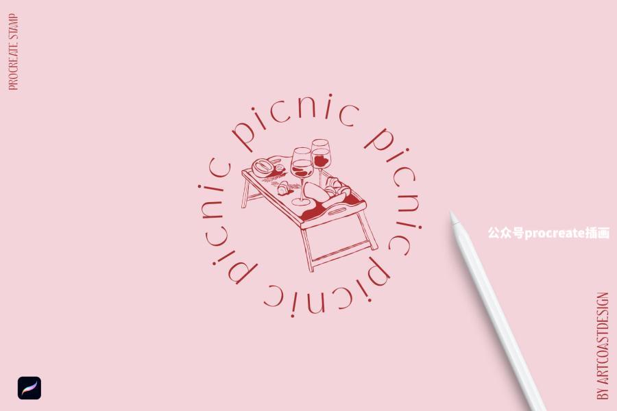 图片[3]-复古精美的野餐邮票主题图案印章Procreate笔刷【0969】-procreatechahua