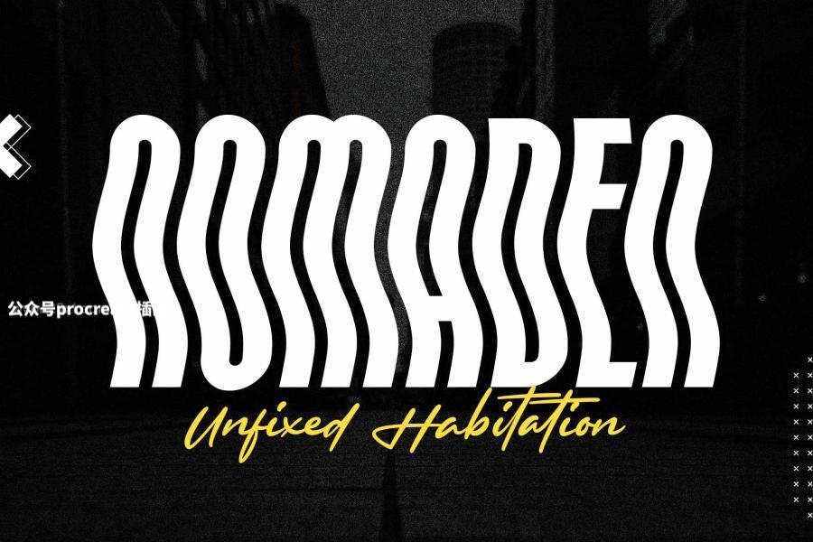 图片[1]-波浪风格的英文condensed窄体压缩字体【0976】-procreatechahua