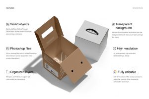 瓦楞纸盒纸箱组合包装设计展示PSD贴图样机【0972】-procreatechahua