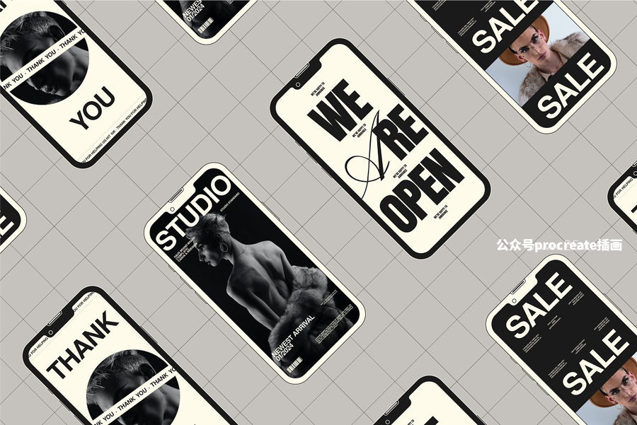 图片[10]-电子产品设备的轮廓线条样机素材【0959】-procreatechahua