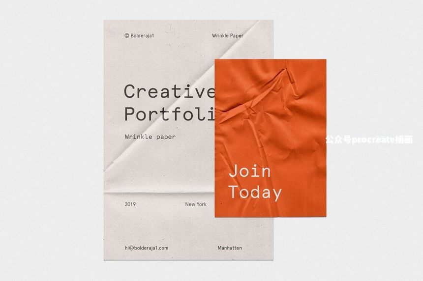 图片[13]-带有折痕皱纹的纸张印刷设计展示样机【0978】-procreatechahua