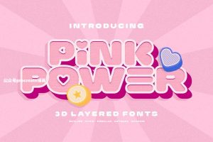 甜美可爱复古的3D分层英文无衬线字体【0990】-procreatechahua