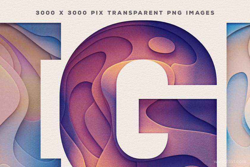 图片[3]-彩色艺术纸叠加效果的3d立体英文字体【1001】-procreatechahua