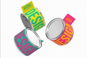 小瓶的金属罐标签贴纸包装设计展示psd样机【1002】-procreatechahua