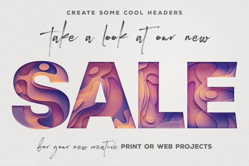 图片[4]-彩色艺术纸叠加效果的3d立体英文字体【1001】-procreatechahua