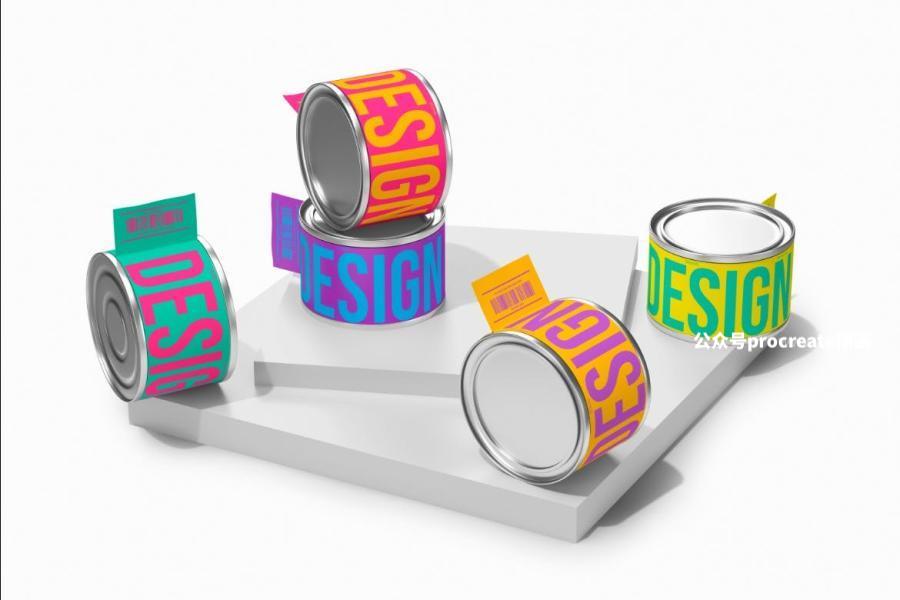 图片[3]-小瓶的金属罐标签贴纸包装设计展示psd样机【1002】-procreatechahua