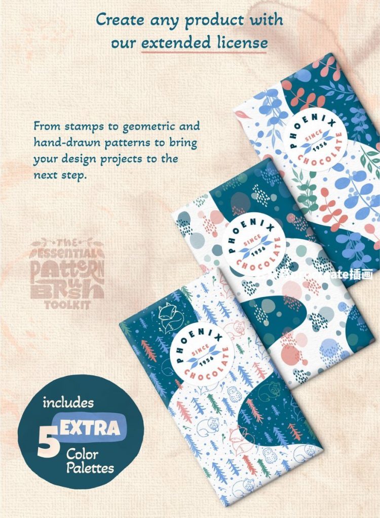 图片[3]-水彩手绘几何抽象纹理Procreate图案笔刷【1017】-procreatechahua