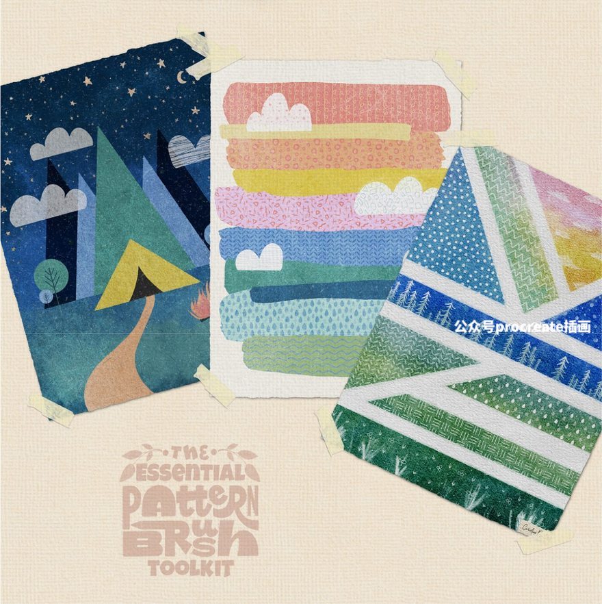 图片[7]-水彩手绘几何抽象纹理Procreate图案笔刷【1017】-procreatechahua