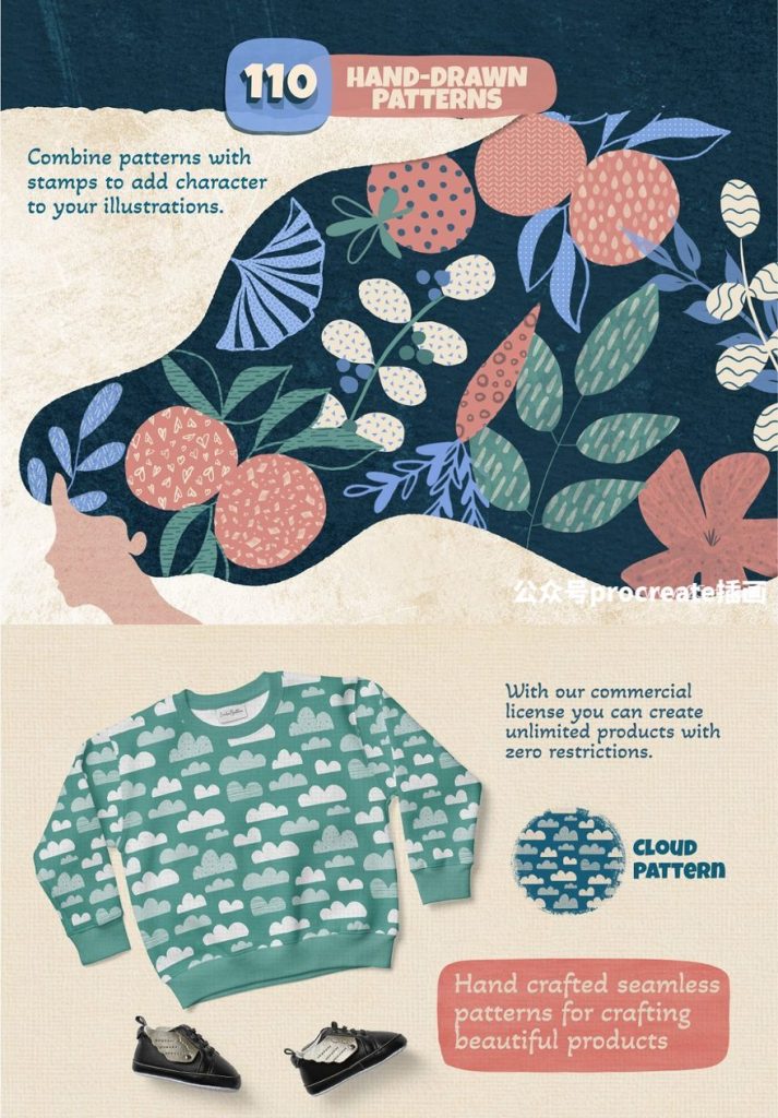 图片[14]-水彩手绘几何抽象纹理Procreate图案笔刷【1017】-procreatechahua