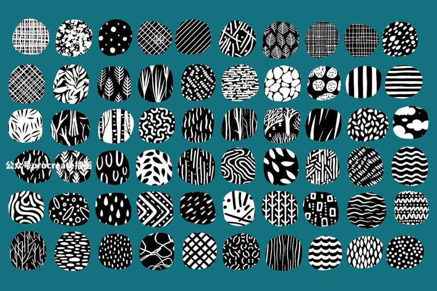 图片[4]-65款手绘涂鸦无缝拼接图案纹理Procreate笔刷【1022】-procreatechahua