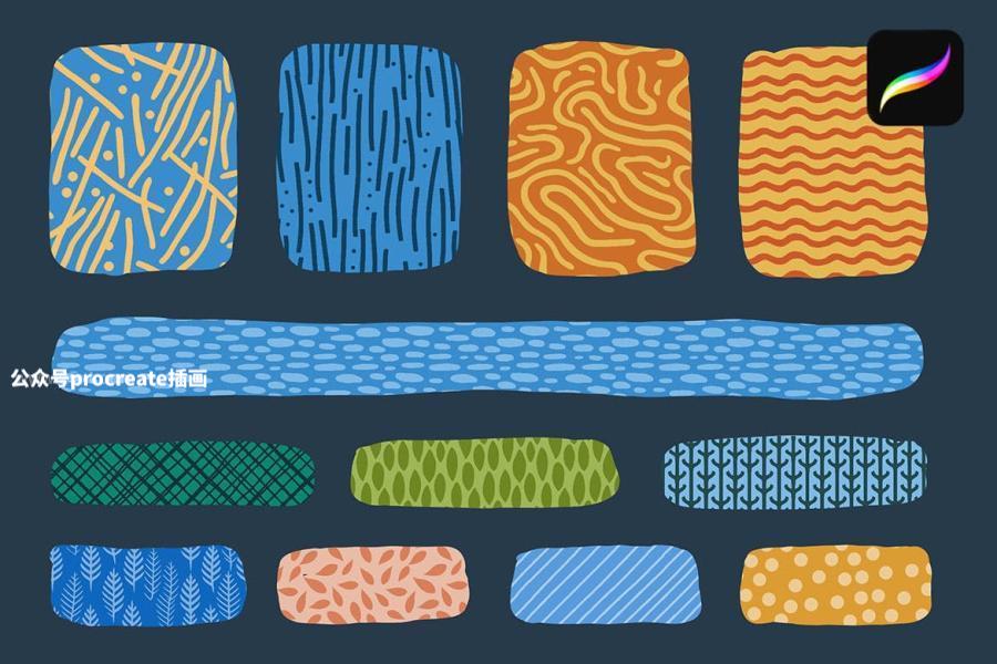 图片[1]-65款手绘涂鸦无缝拼接图案纹理Procreate笔刷【1022】-procreatechahua