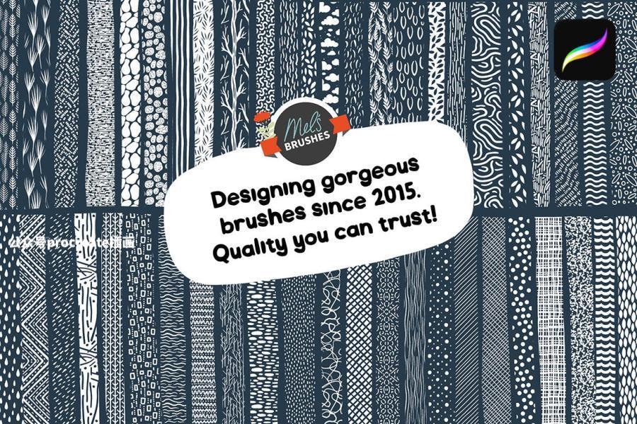 图片[3]-65款手绘涂鸦无缝拼接图案纹理Procreate笔刷【1022】-procreatechahua