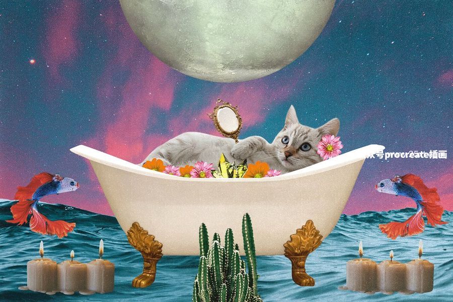 图片[7]-复古怪诞美学的自然占星元素拼贴叠加图片免抠图素材【1041】-procreatechahua