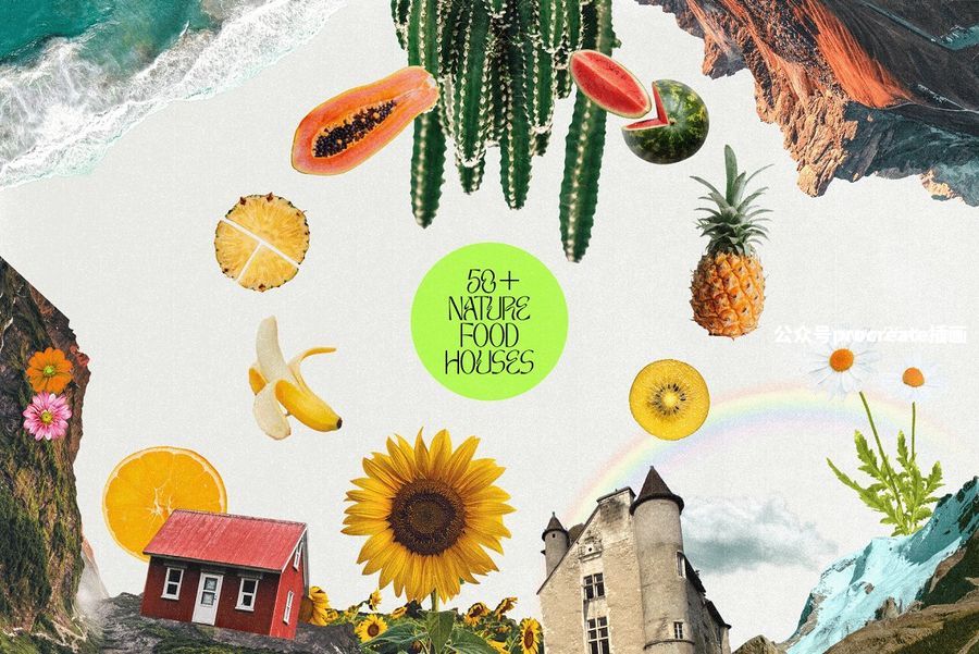 图片[12]-复古怪诞美学的自然占星元素拼贴叠加图片免抠图素材【1041】-procreatechahua