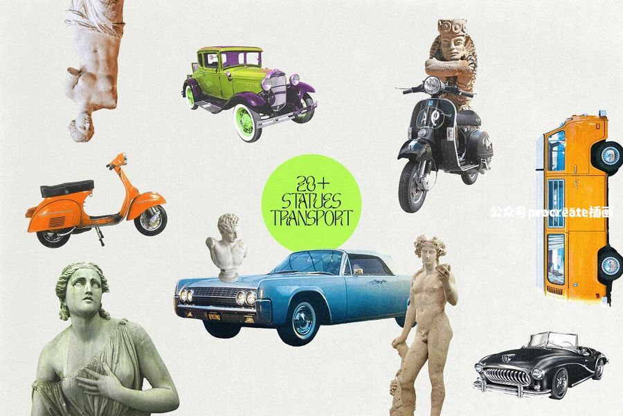 图片[10]-复古怪诞美学的自然占星元素拼贴叠加图片免抠图素材【1041】-procreatechahua