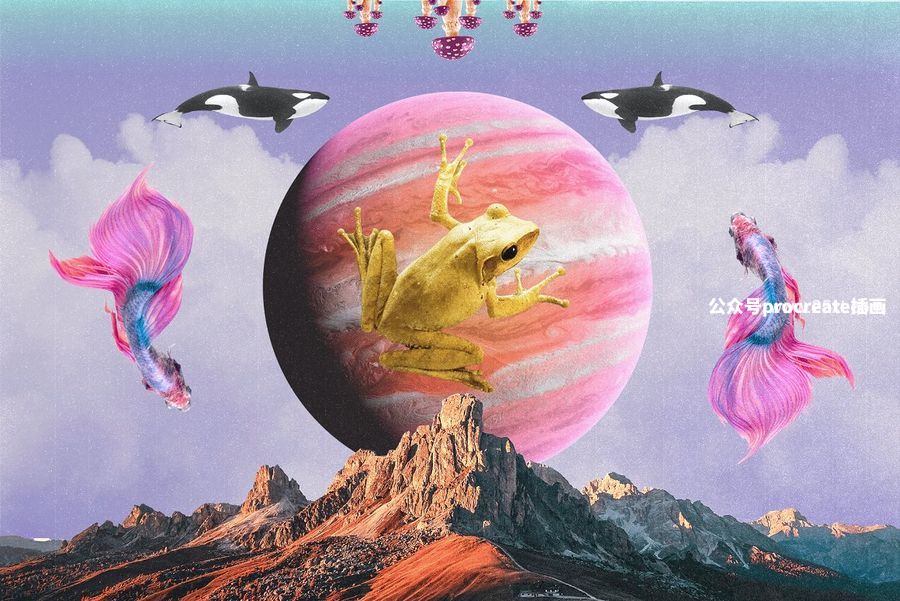 图片[9]-复古怪诞美学的自然占星元素拼贴叠加图片免抠图素材【1041】-procreatechahua