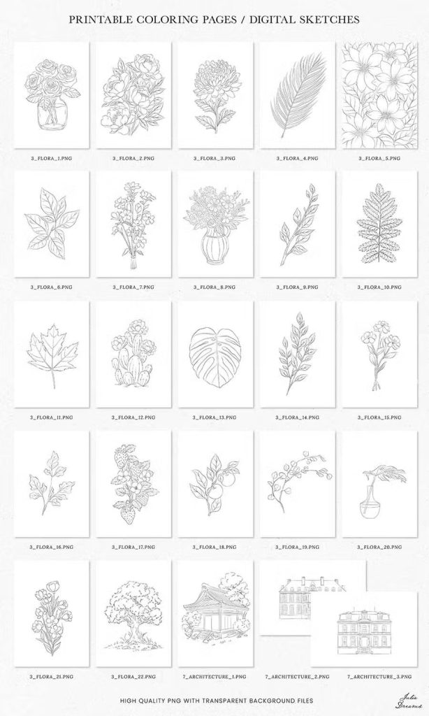 图片[1]-50张可用于二次创作涂色的线稿插画素材【1026】-procreatechahua