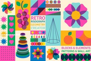 多巴胺几何抽象Risograph印花无缝图案AI矢量图形素材【1038】-procreatechahua