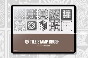 复古瓷砖花型图案的Procreate印章笔刷【1035】-procreatechahua